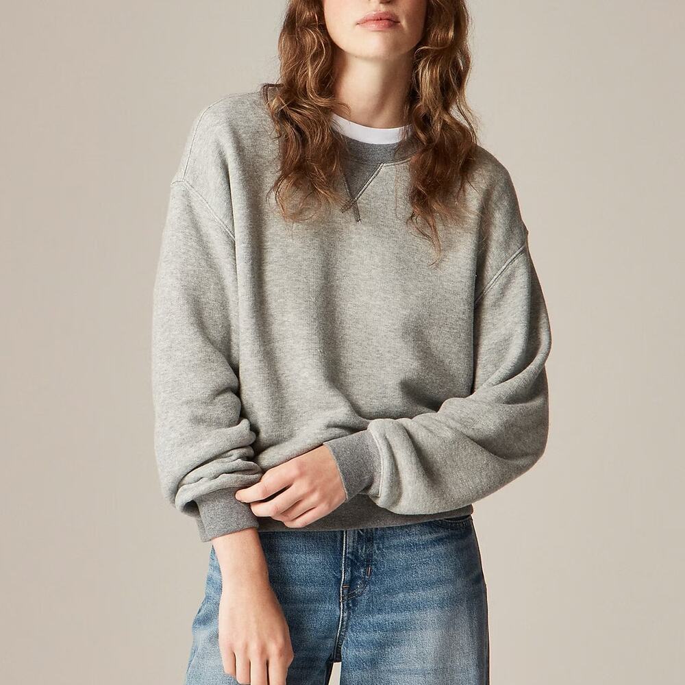 J.Crew Heritage Terry Crewneck Sweatshirt Med Heather Grey Medium NWT